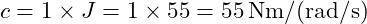  c = 1 \times J = 1 \times 55 = 55\,\mathrm{Nm/(rad/s)}